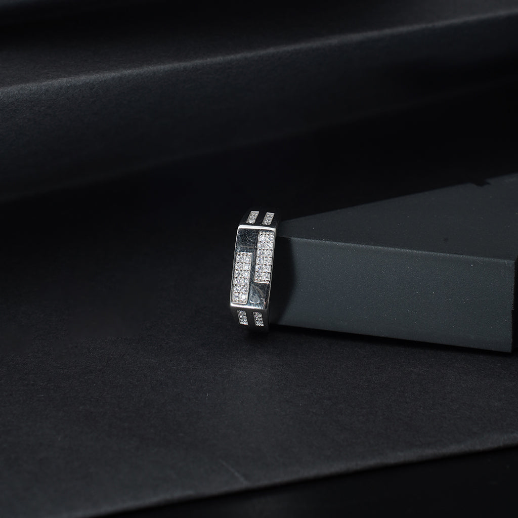 Diamond Studded Silver Ring