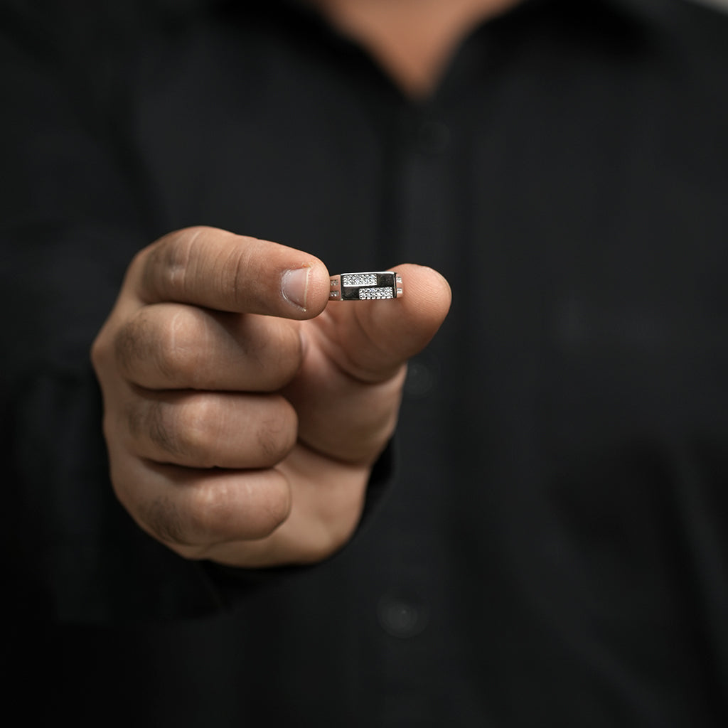 Diamond Studded Silver Ring