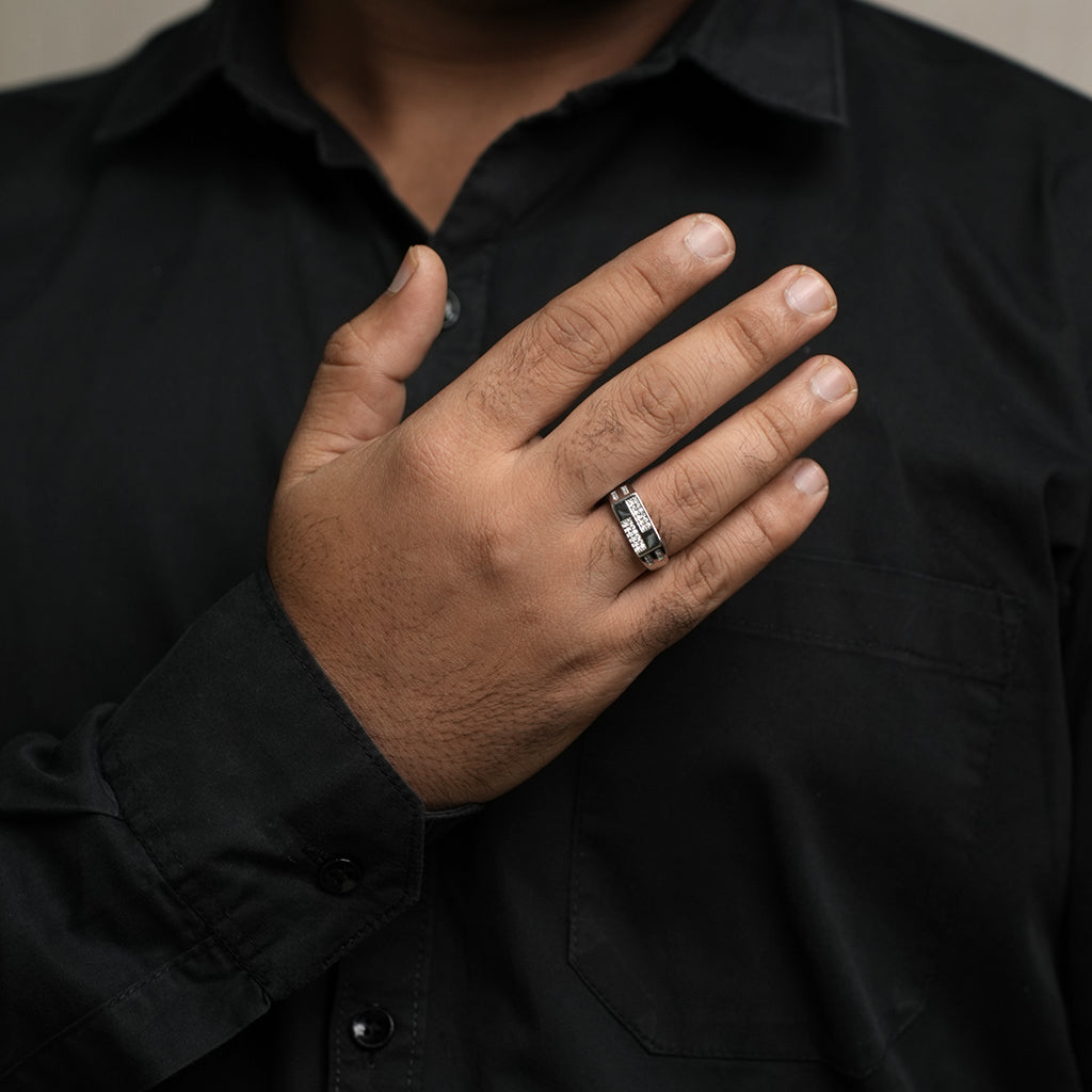 Diamond Studded Silver Ring