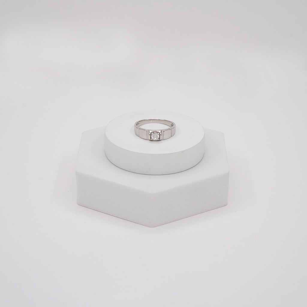 Diamond Studded Silver Ring for Daily Wear