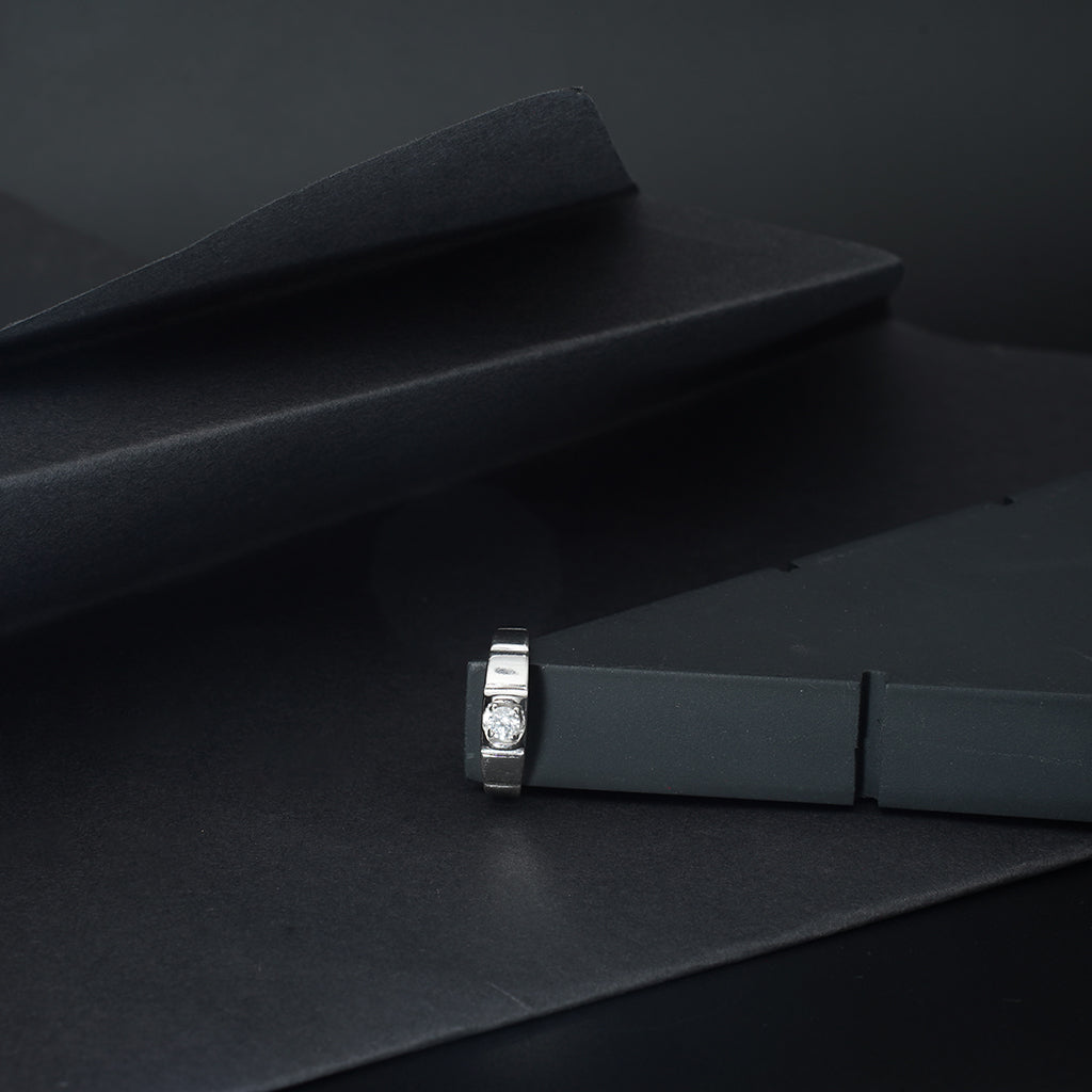 Diamond Studded Silver Ring for Daily Wear