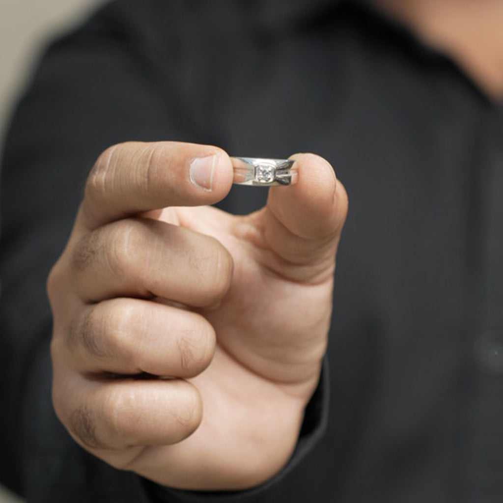 Single Diamond Silver Band