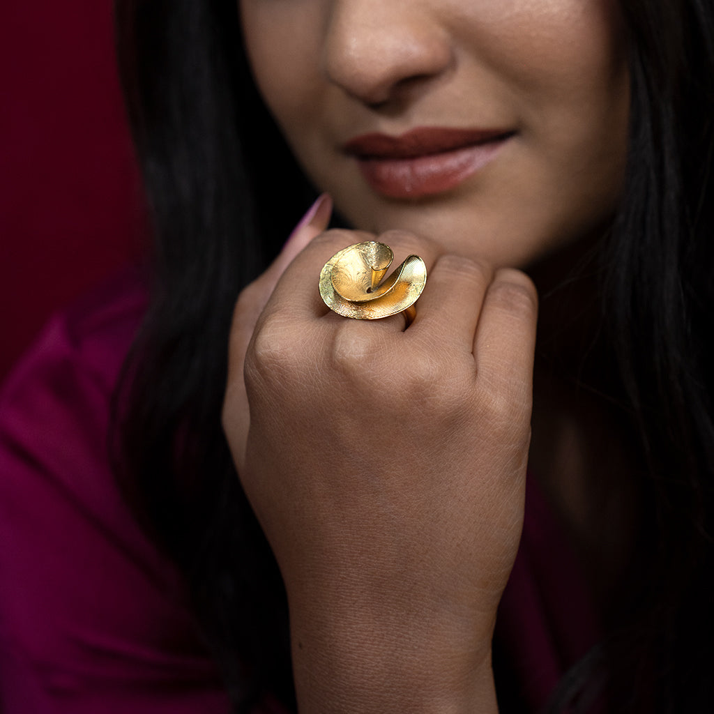 Silver Ring Featuring Delicate Floral Design