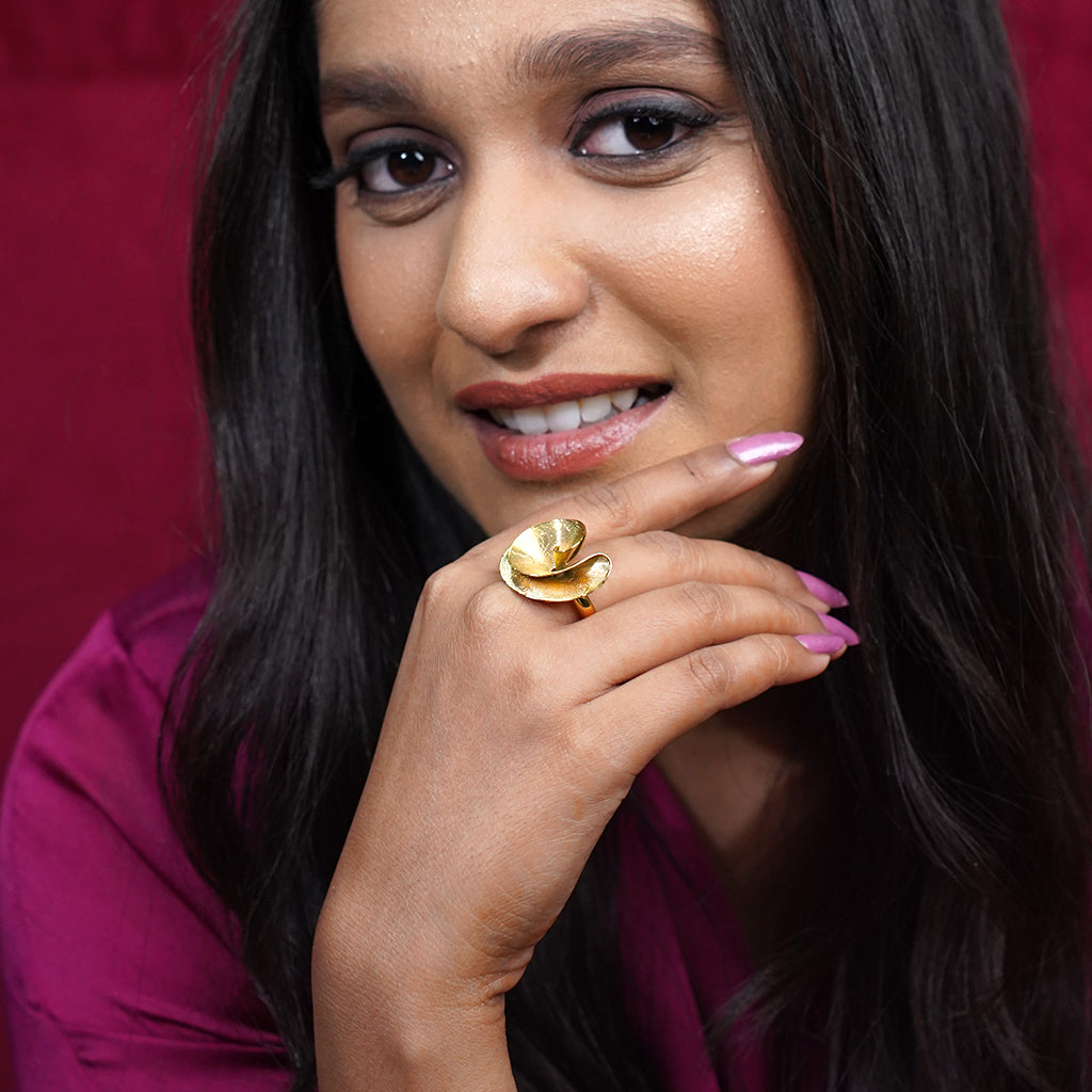 Silver Ring Featuring Delicate Floral Design