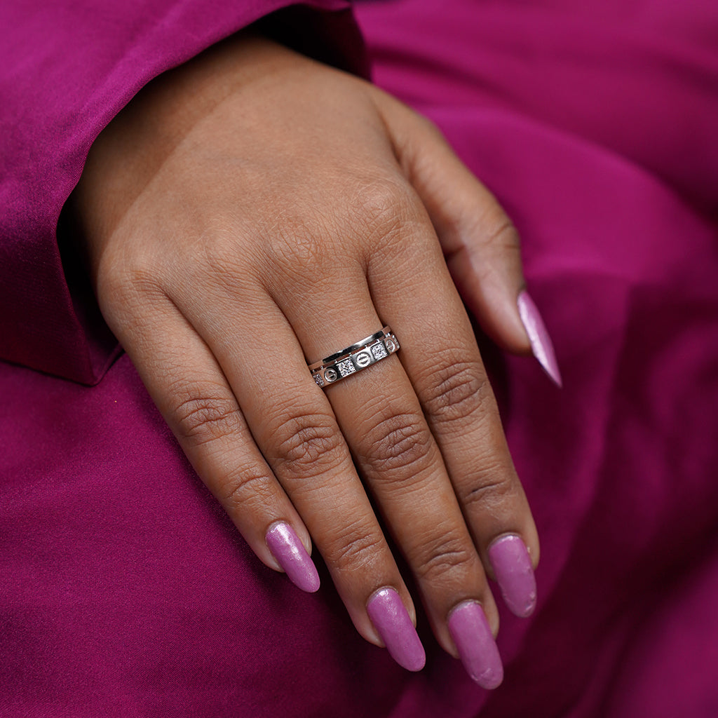 Diamond Studded Silver Band for women