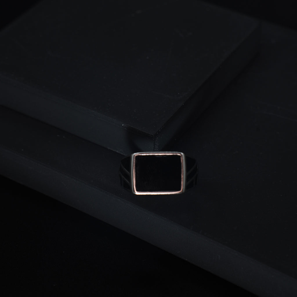 Black Enamel Silver Ring