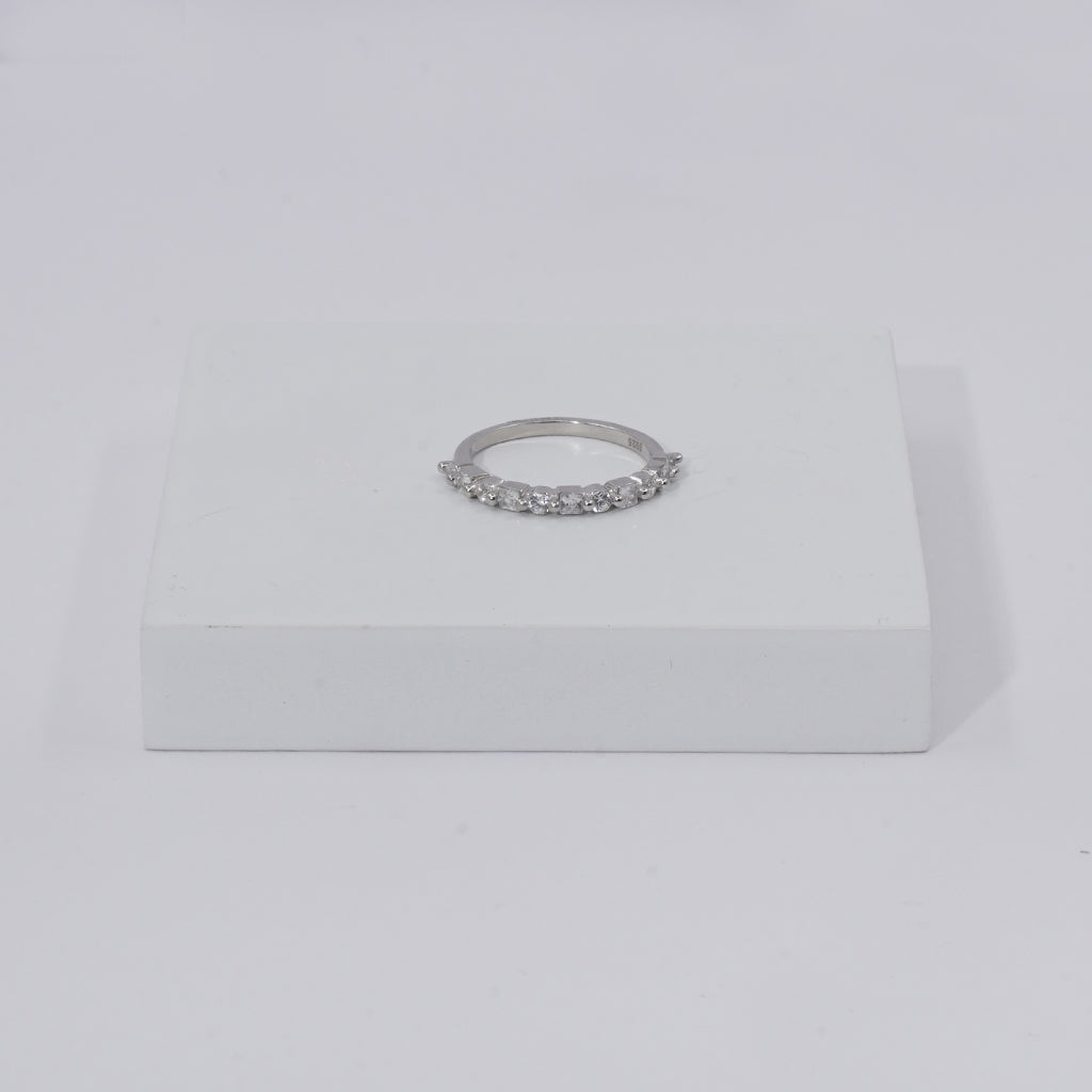 Silver Ring With Combination of Sparkling Round & Square Cut Diamond