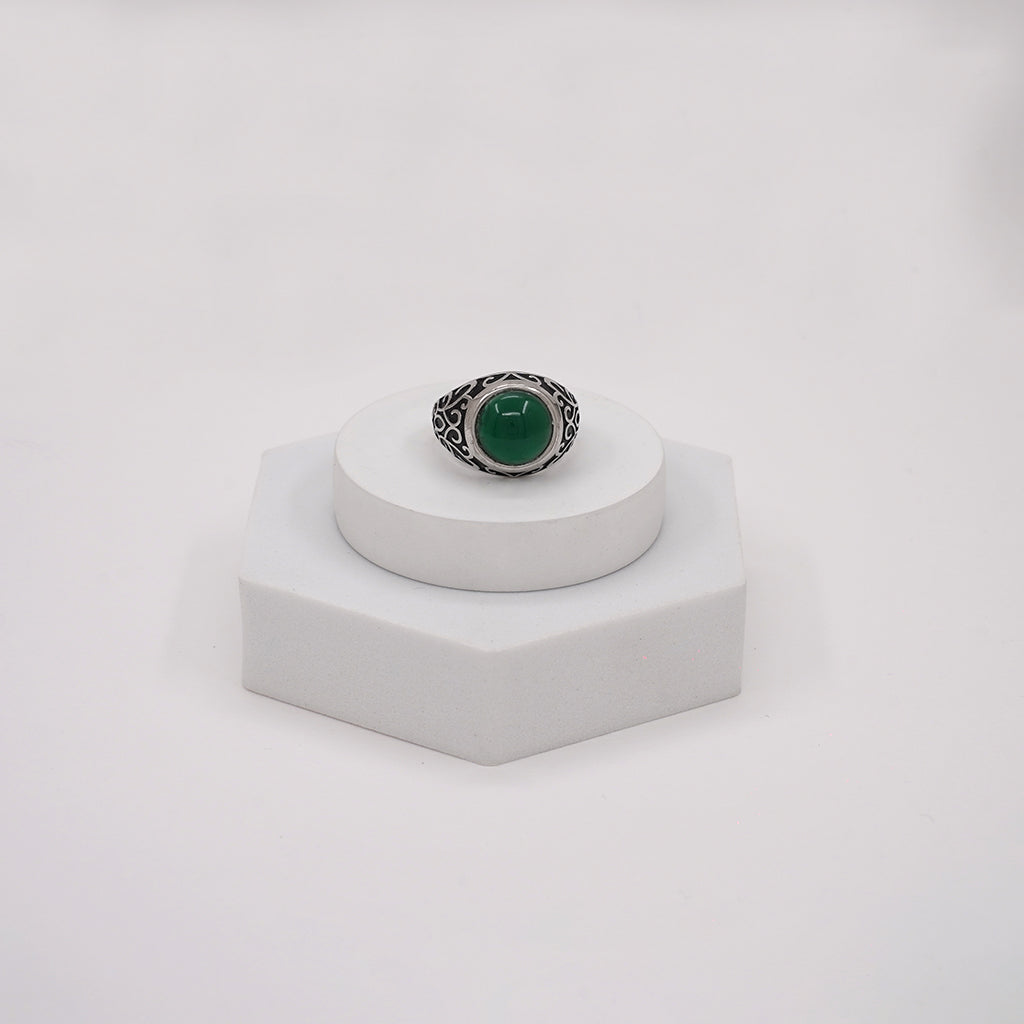 Silver Ring With Green Stone