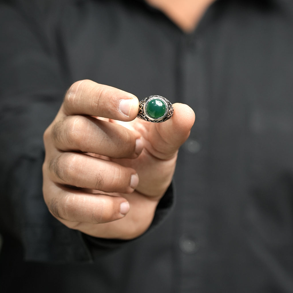 Silver Ring With Green Stone
