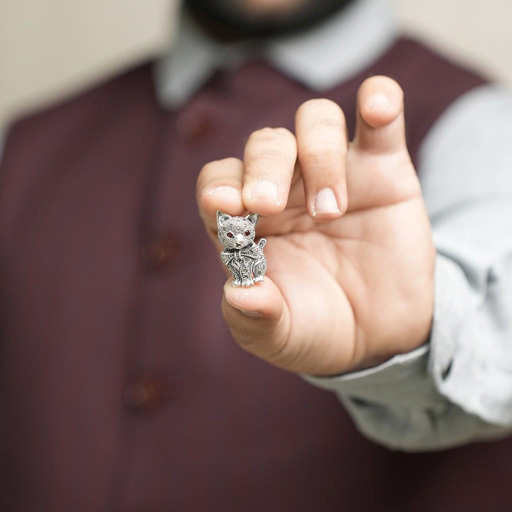 Silver Cat Brooch