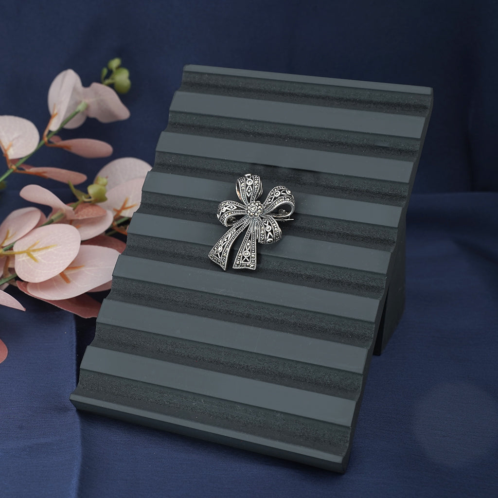 Silver Bow Brooch