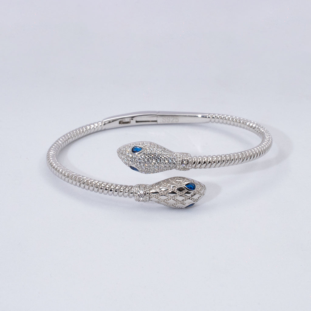 Silver Bracelet Studded with Dimaonds & Blue Stones