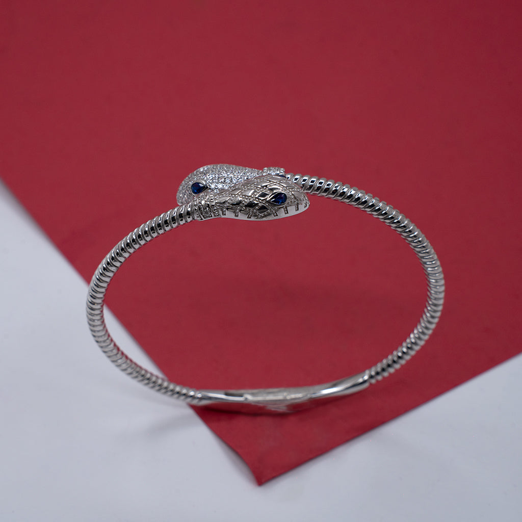 Silver Bracelet Studded with Dimaonds & Blue Stones