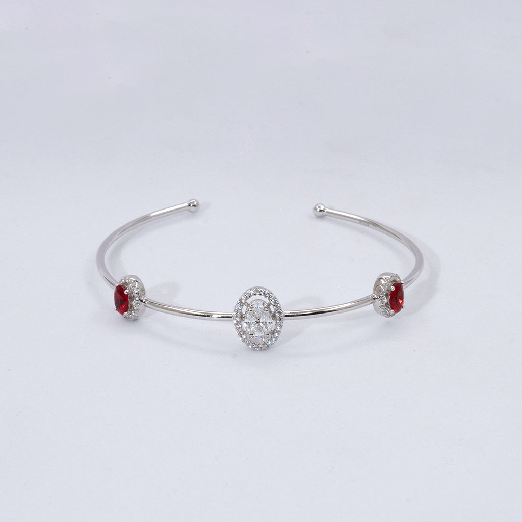 Silver Bracelet featuring Stunning Red Stones