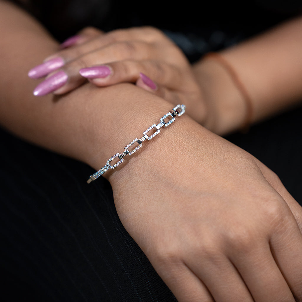 Silver Diamond Studded Bracelet