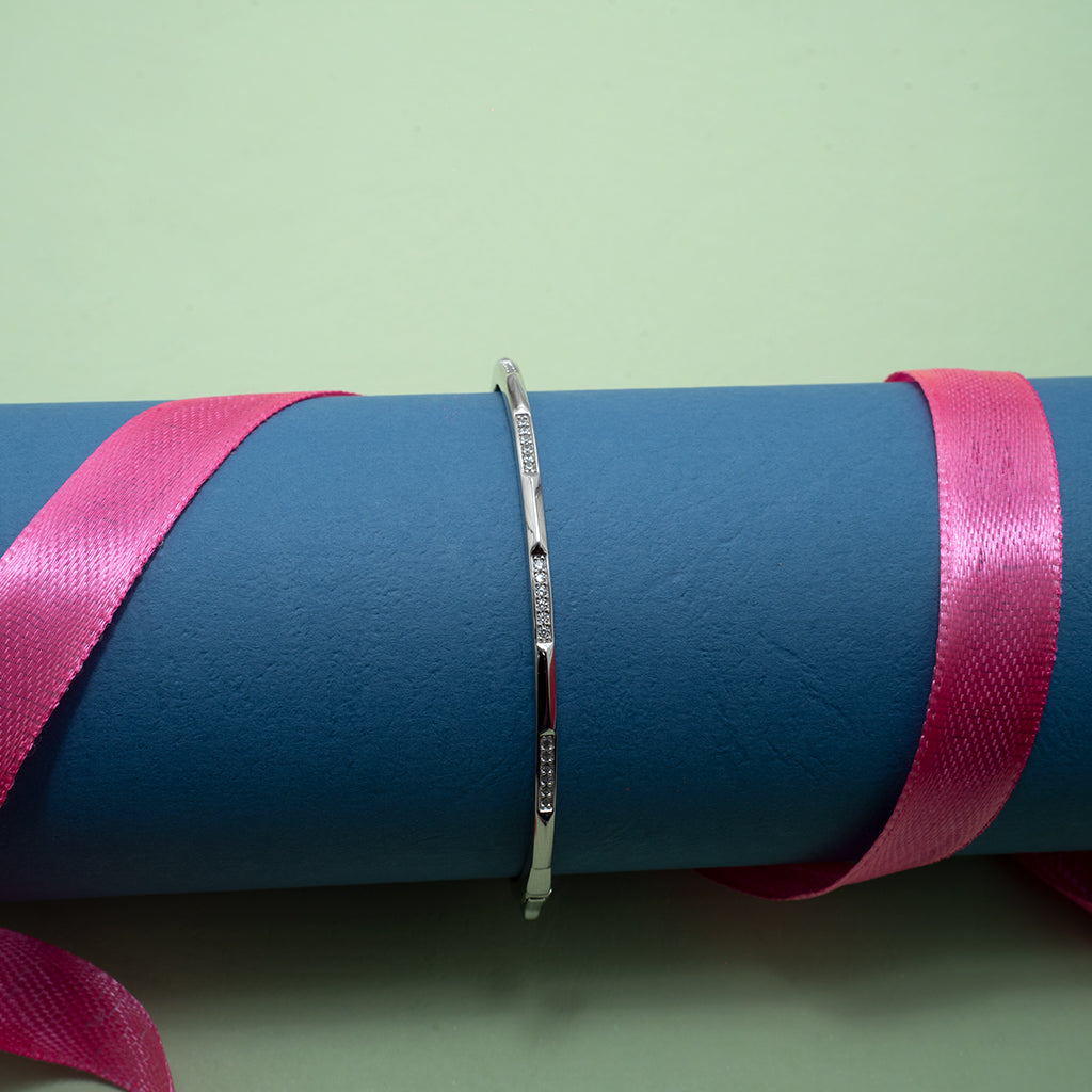 Shimmering Diamonds Studded in Silver Bracelet