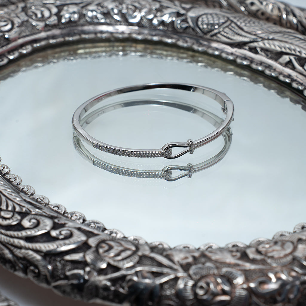 Artistic Curvy Designed Silver Bracelet