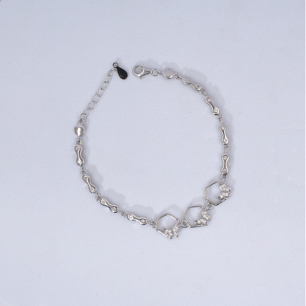 Hexagon Shaped Silver Bracelet