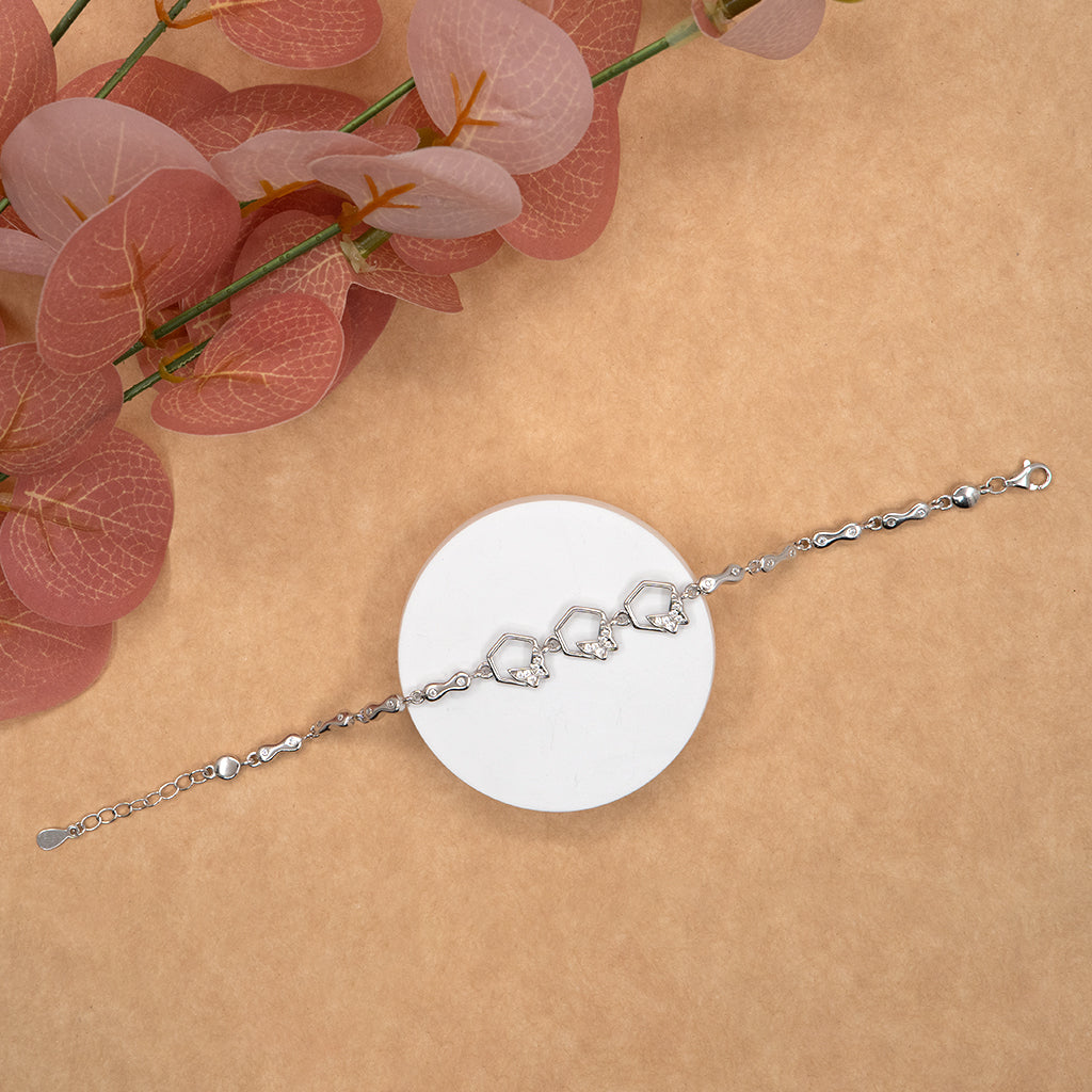 Hexagon Shaped Silver Bracelet