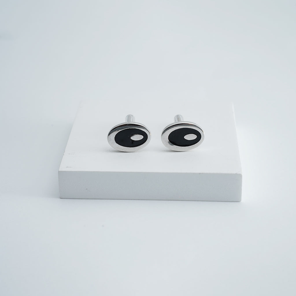 Sleek Oval Silver Cufflinks