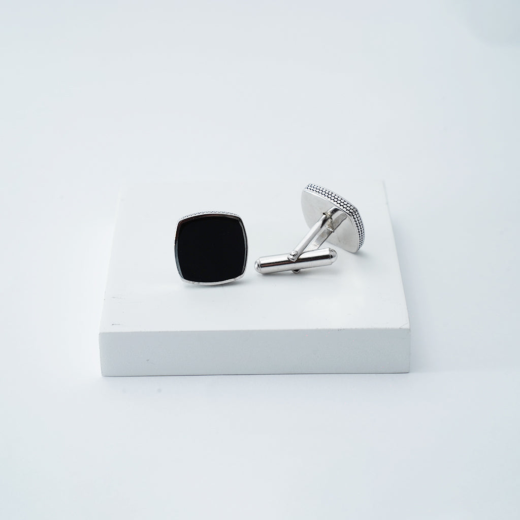 Imperial Black Silver Cufflinks