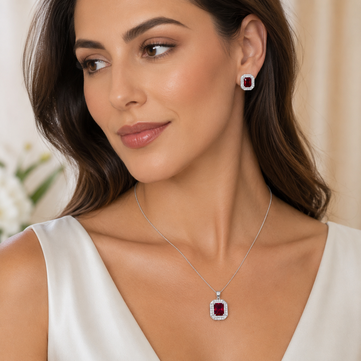 Ruby Prism Pendant Set