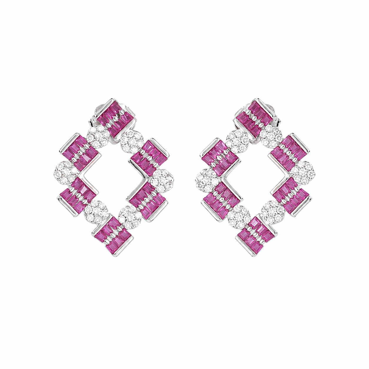 Pink Baguette Earrings