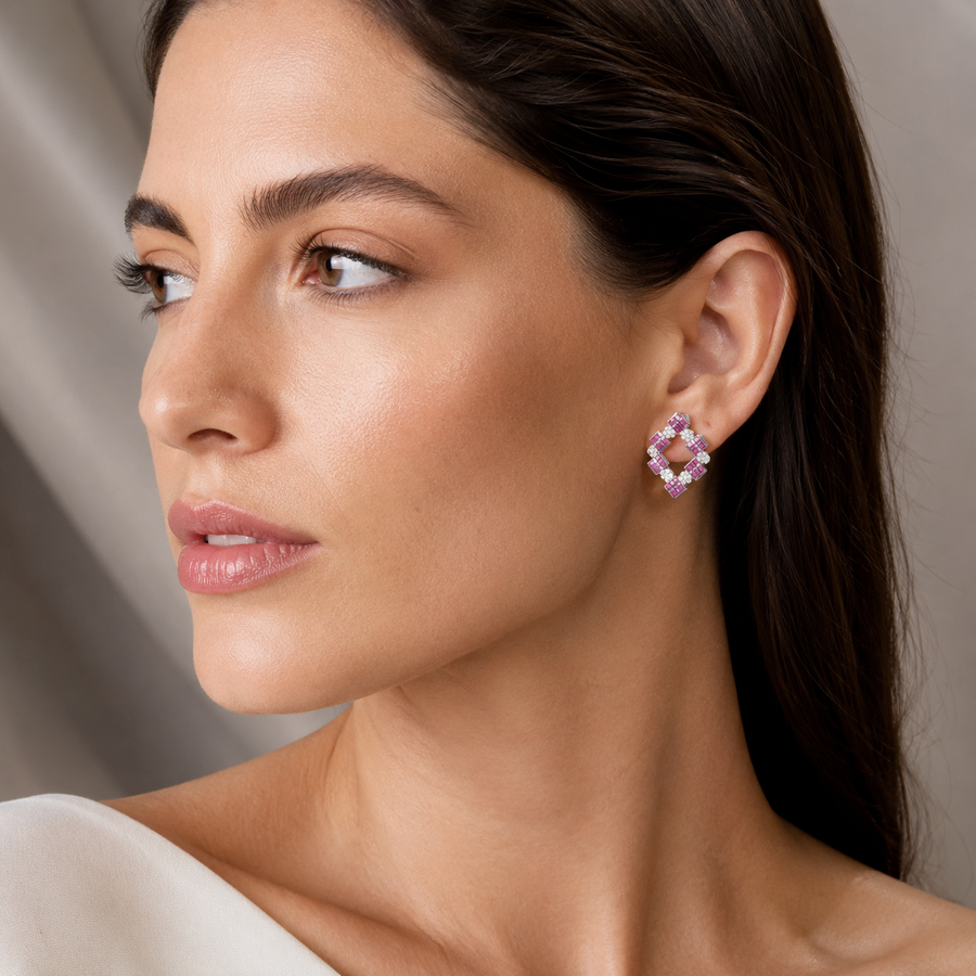Pink Baguette Earrings
