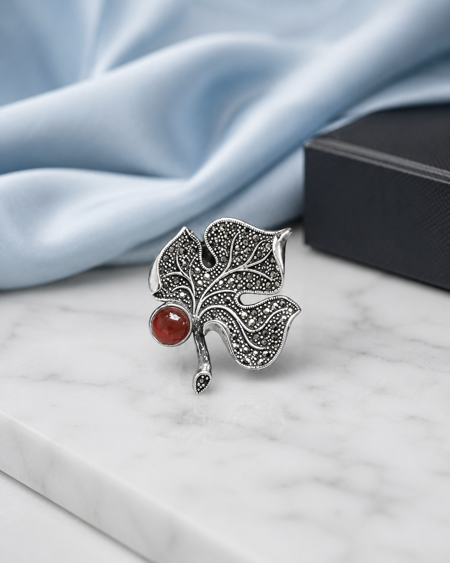 Leafline Silver Brooch