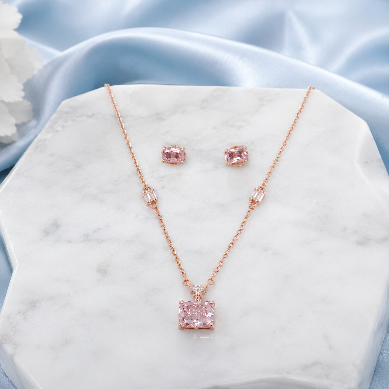 Rosy Spark Pendant Set