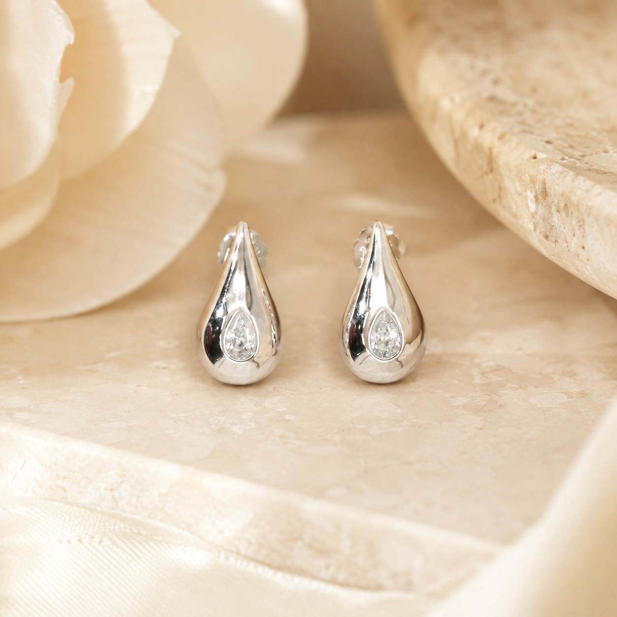 Pear Halo Earrings
