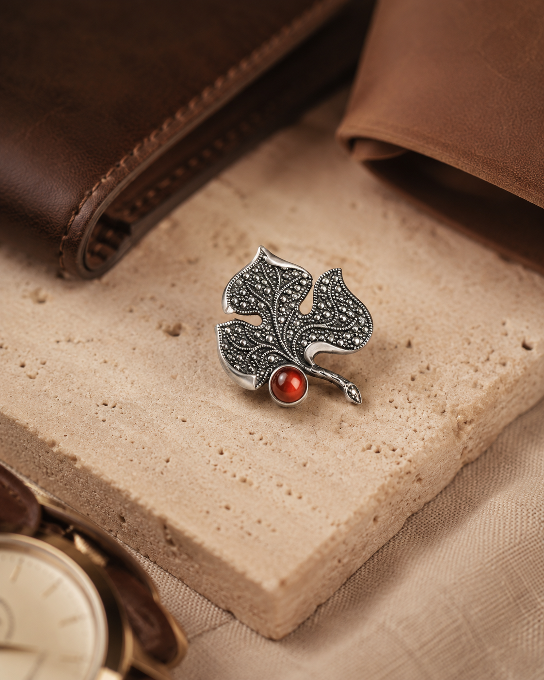 Leafline Silver Brooch