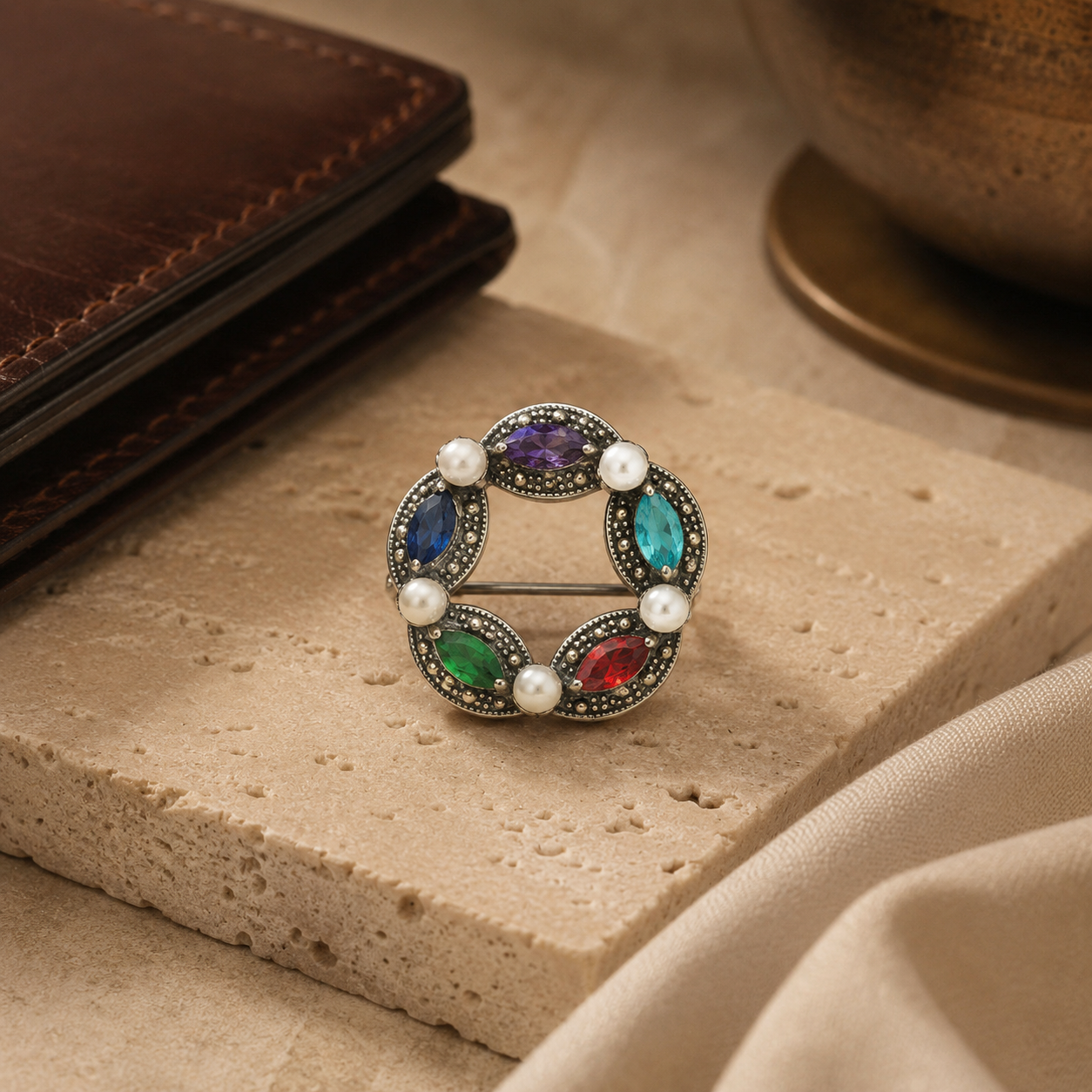 Pearl Prism Brooch