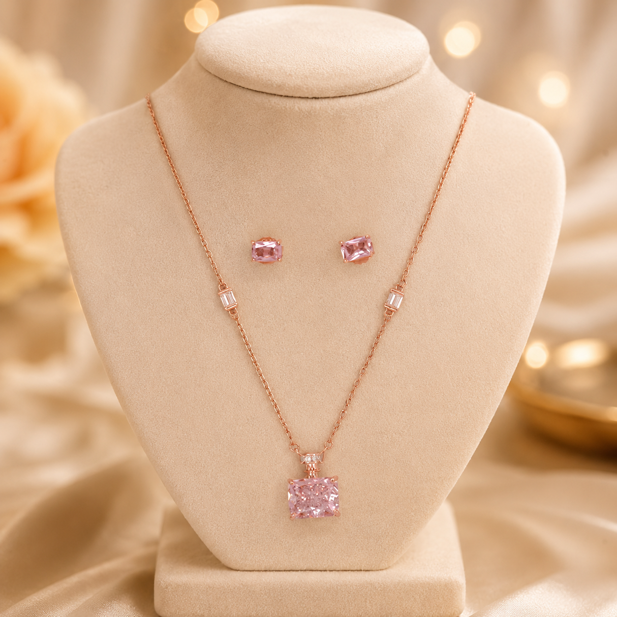 Rosy Spark Pendant Set