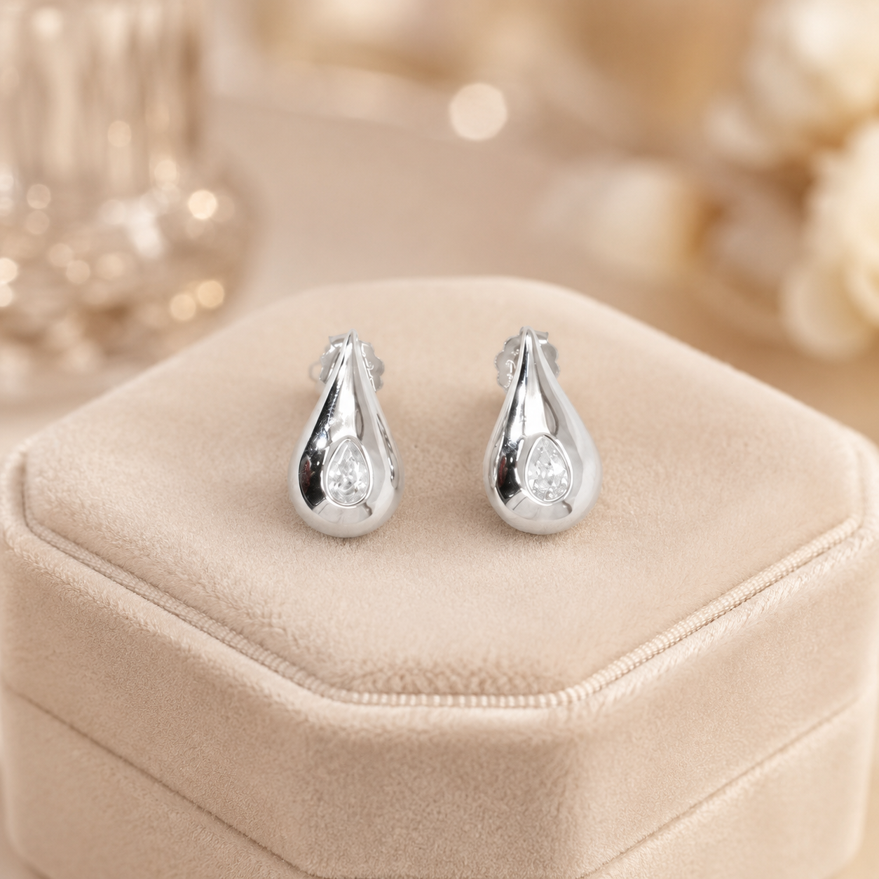 Pear Halo Earrings