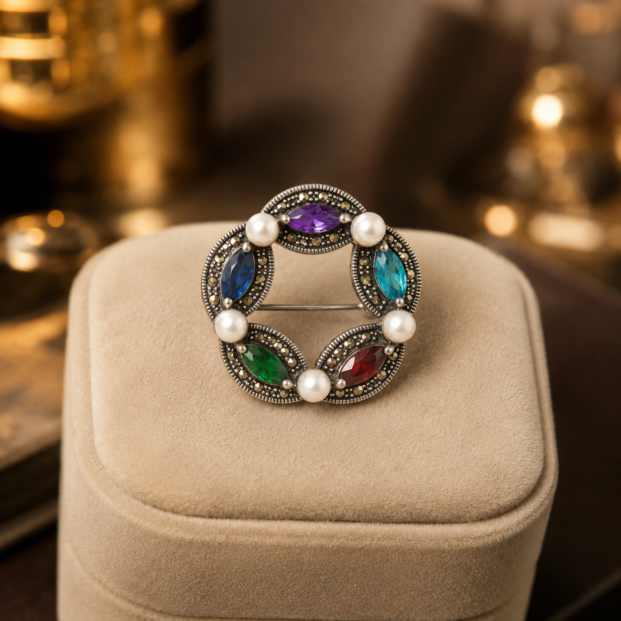 Pearl Prism Brooch
