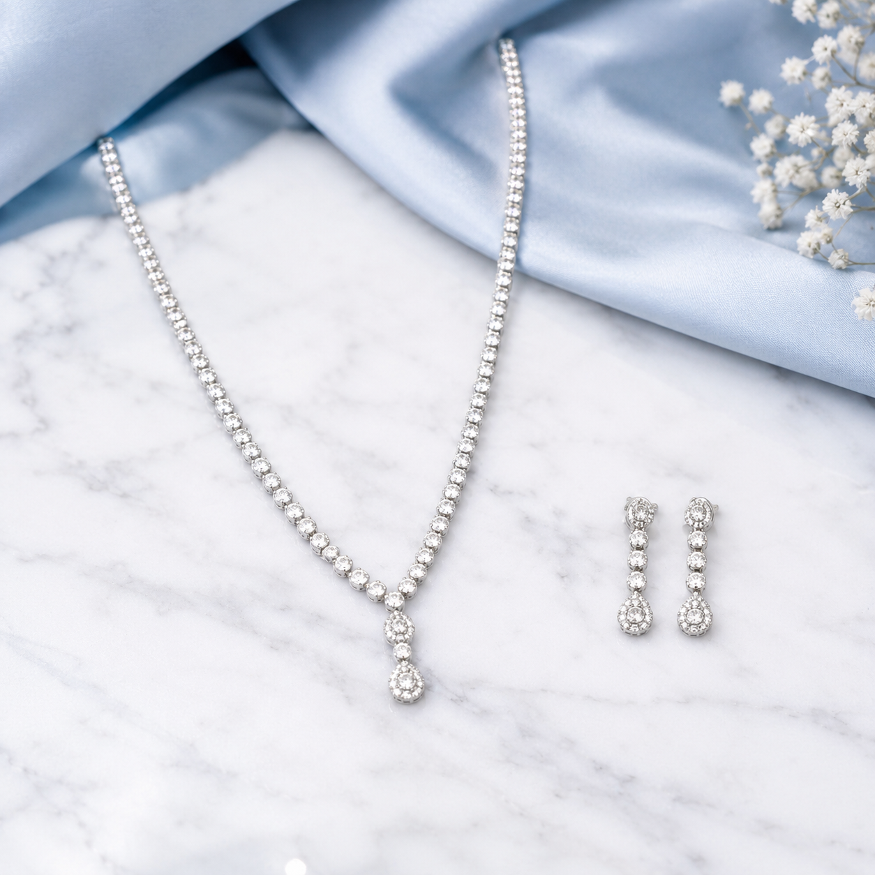 Delicate Silver Diamond Necklace