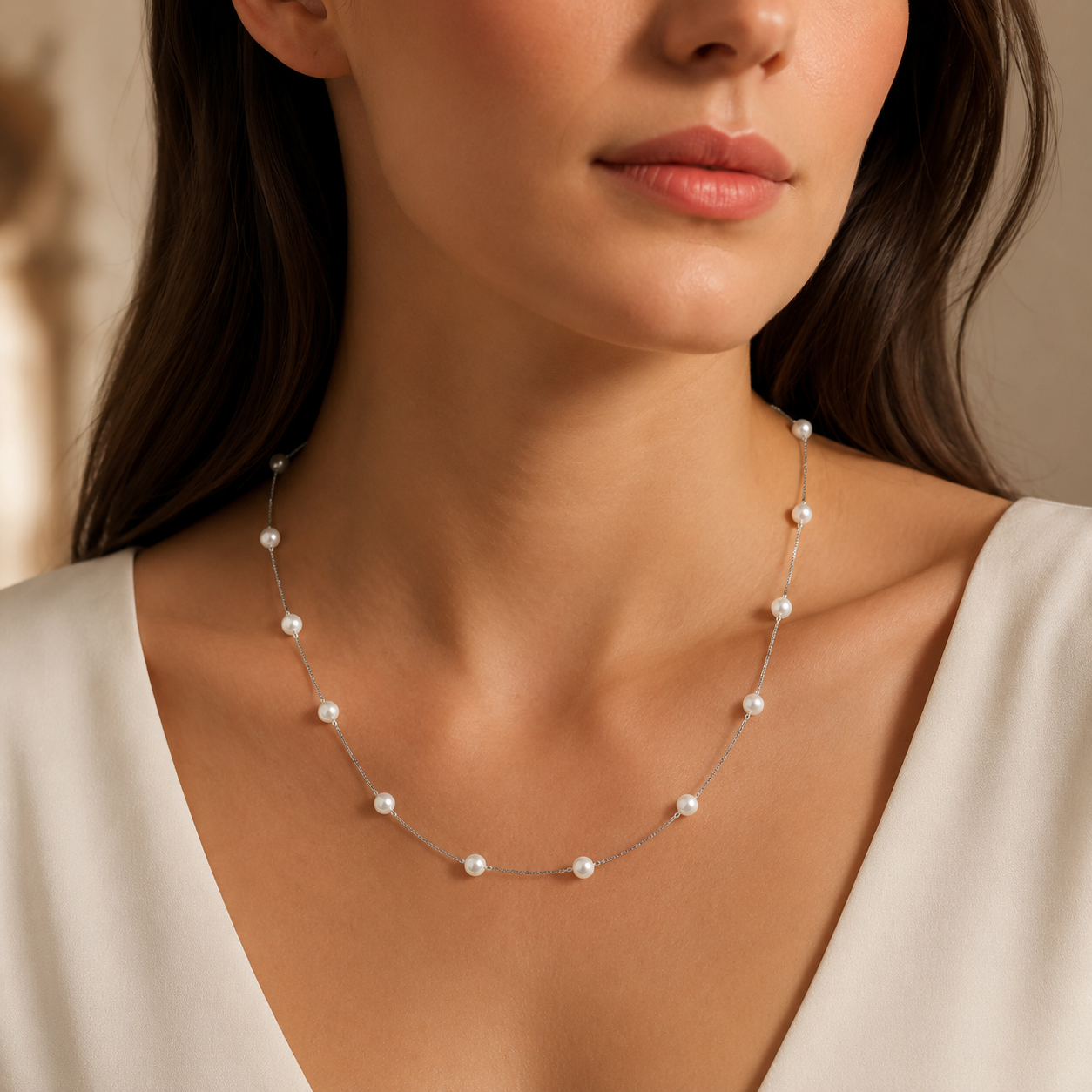 Silver Pearl Necklace