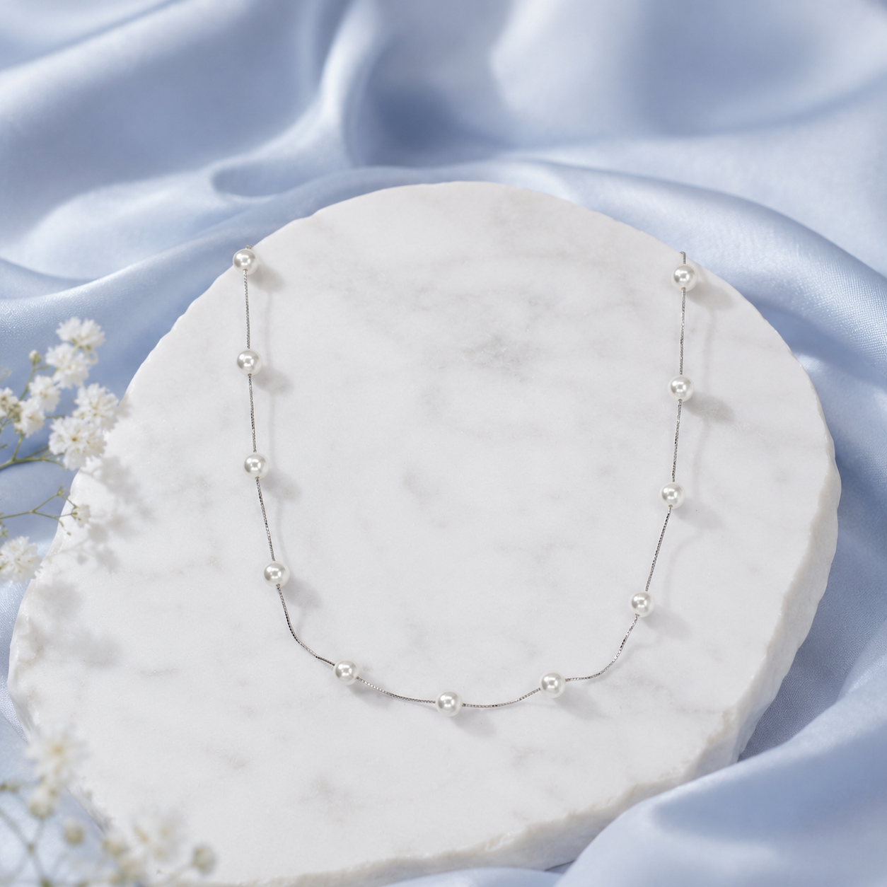 Silver Pearl Necklace