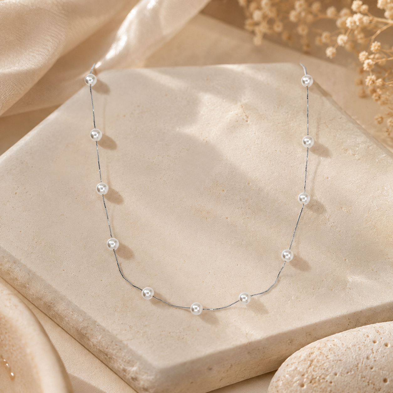 Silver Pearl Necklace