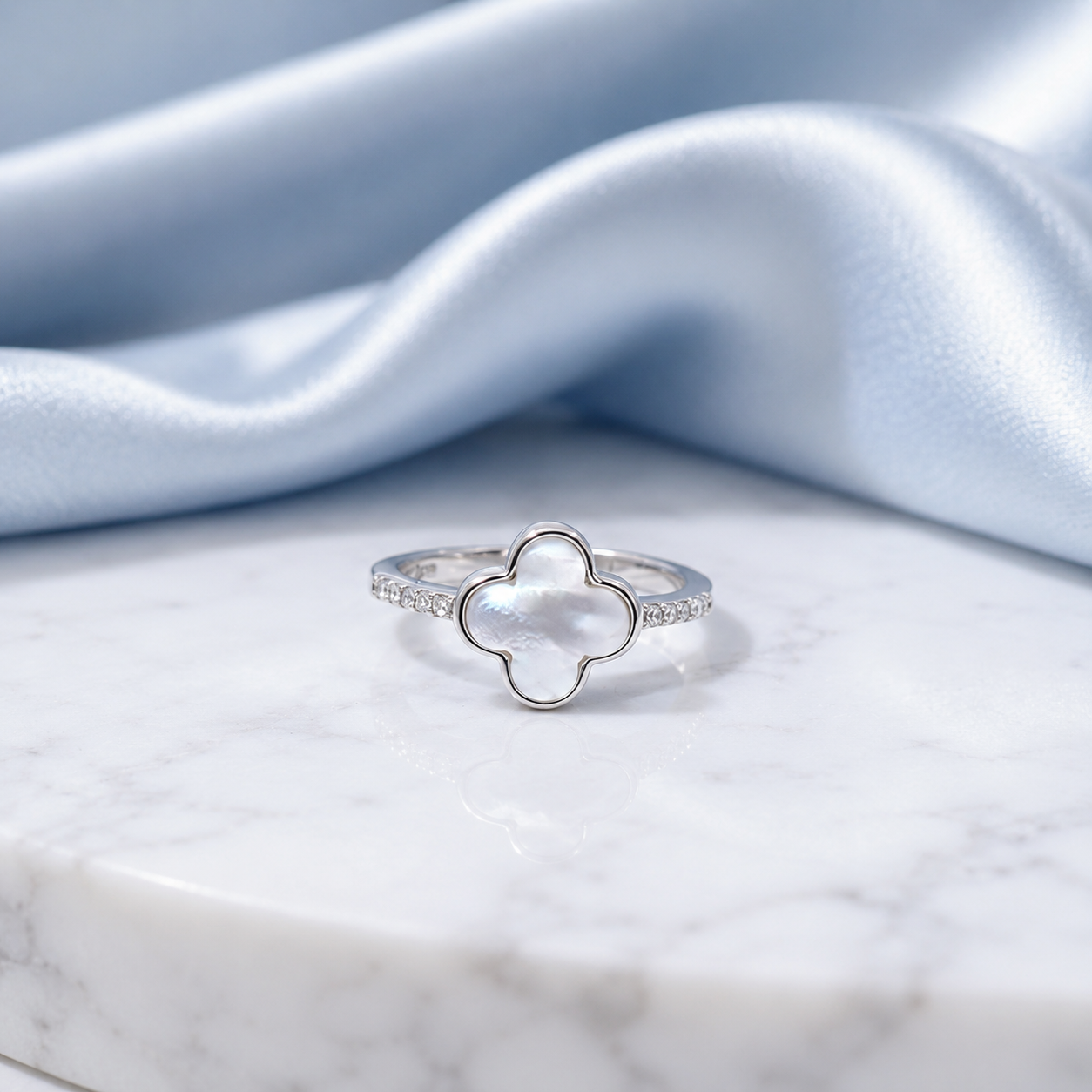 White Stone Studded in Silver Ring