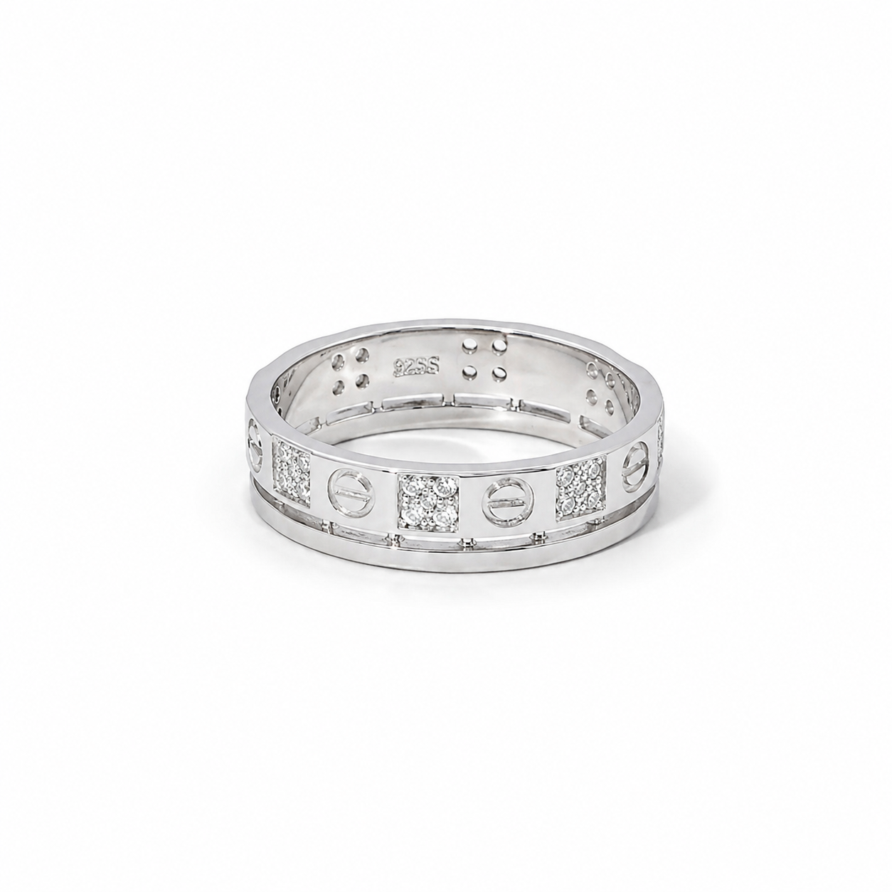 Diamond Studded Silver Band for women