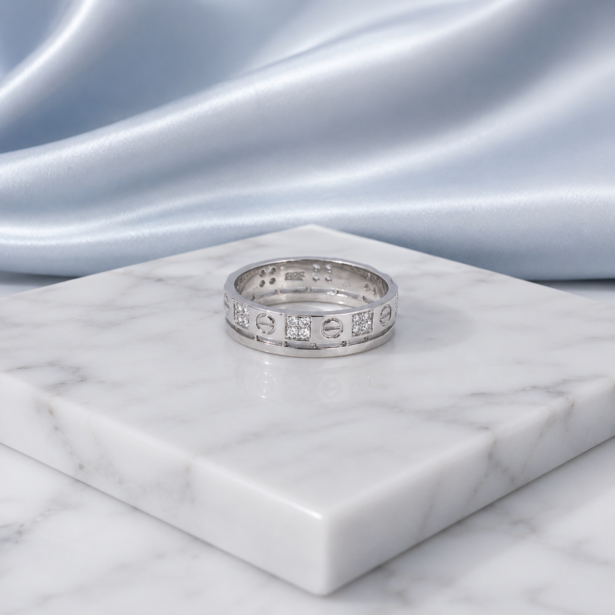 Diamond Studded Silver Band for women