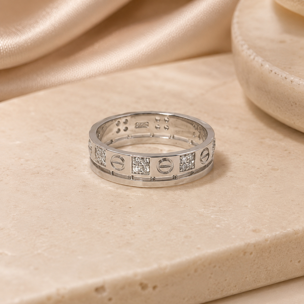 Diamond Studded Silver Band for women