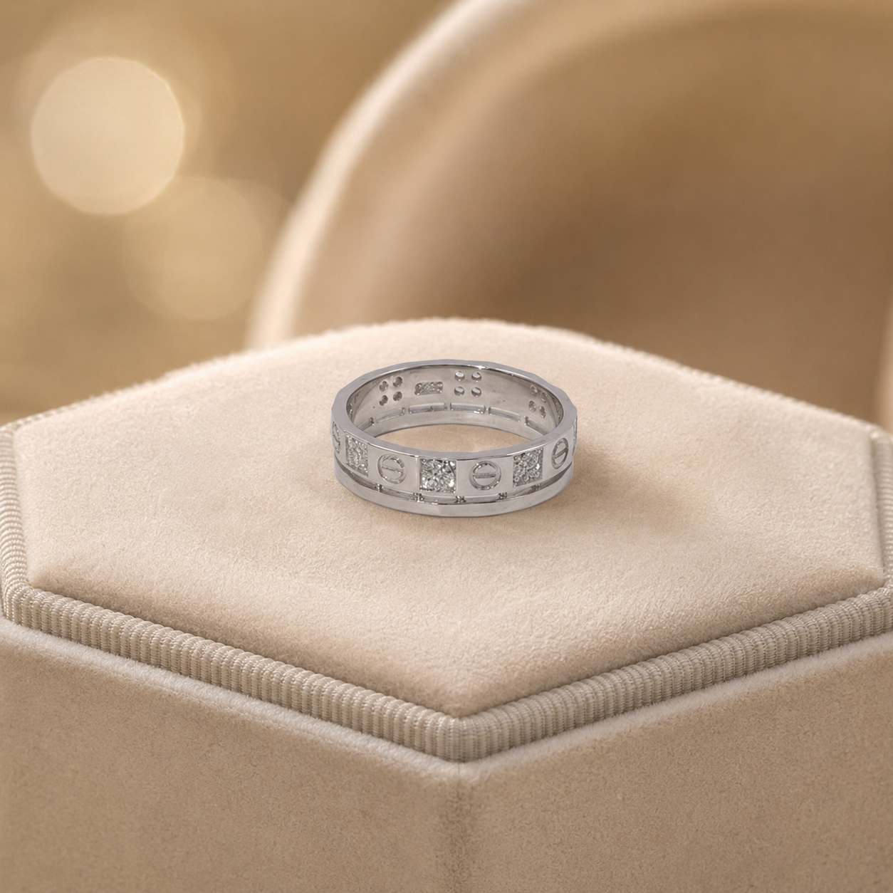 Diamond Studded Silver Band for women