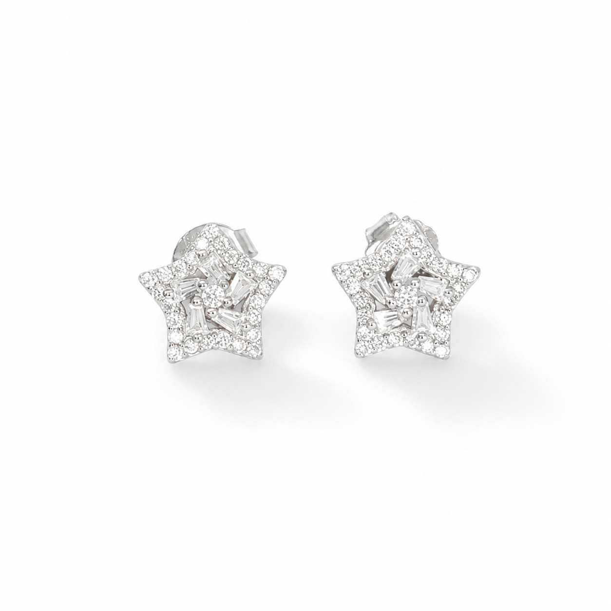 Silver Dazzling Star Earrings