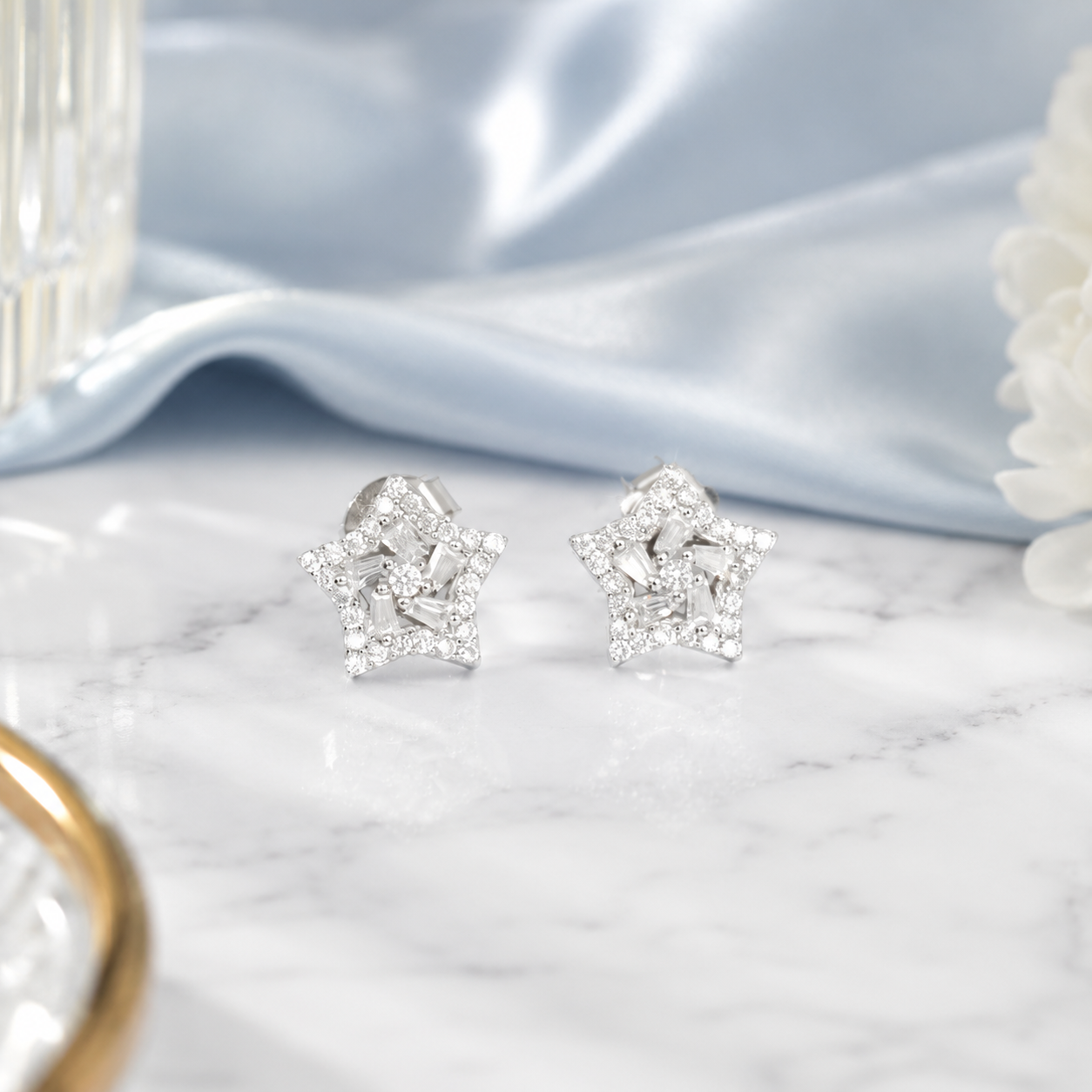 Silver Dazzling Star Earrings