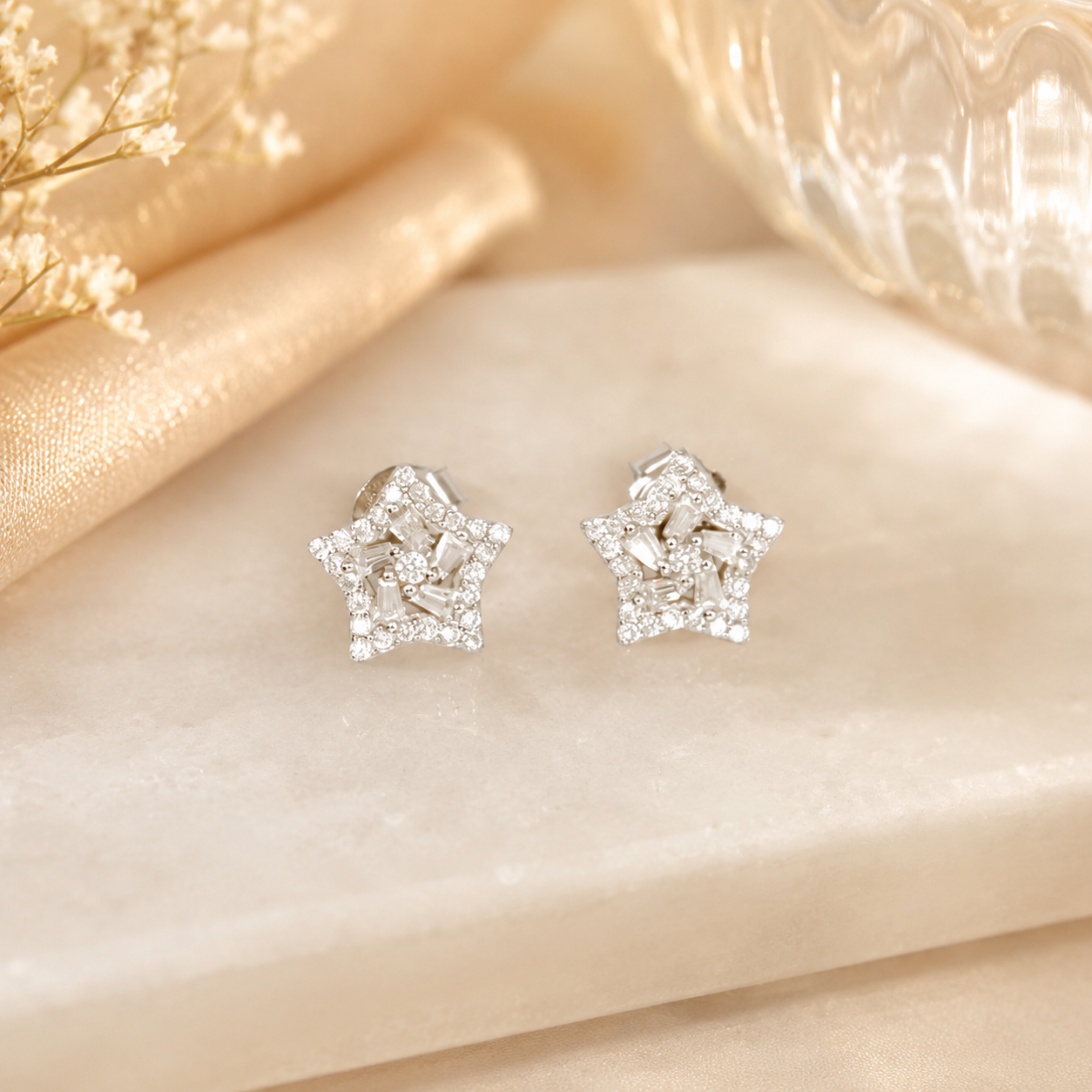 Silver Dazzling Star Earrings
