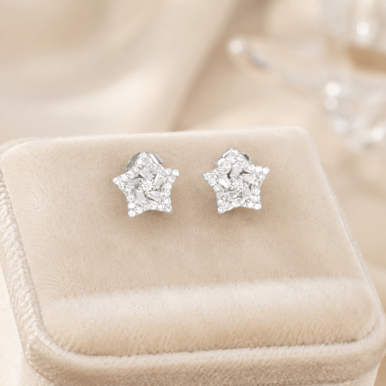 Silver Dazzling Star Earrings