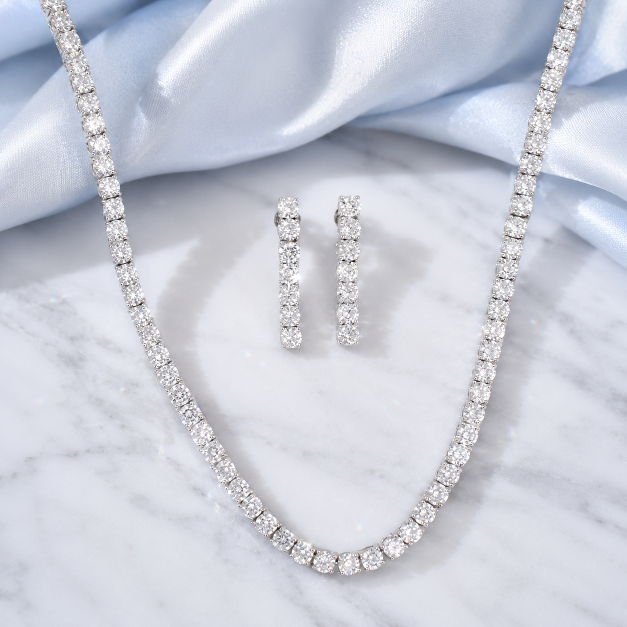 Diamond Solitaire Silver Necklace